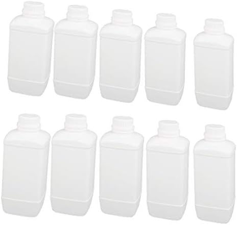X-DREE 1000 מל 28 ממ דיא פה HDPE פלסטיק בצורת מלבנית בקבוק בוגר לבן 10 יחידות (1000 מל 28 ממ דיא BOCA