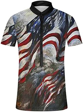 כפתור שורתי למטה 4 ביולי חולצה לגברים דגל אמריקאי מודפס V צוואר שרוול קצר חולצת טש חולצת טי פטריוטית