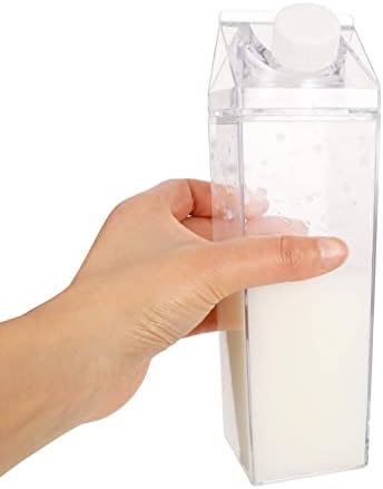 בקבוק מים קרטון חלב 4 חבילות-כוסות שתייה מרובעות שקופות שקופות אטומות לדליפות בקבוקי מים יצירתיים לבית,