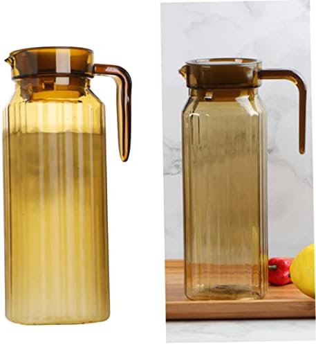 קנקן Upkoch 2 יחידות עם בקבוקי מי מכסה קפיץ מים זכוכית עם משקה פלסטיק מכסה קנקן מים גדול עם מכסה קנק