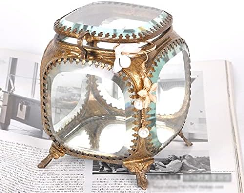 תכשיטי תצוגת פליז תכשיטי תכשיט תיבת ברור זכוכית תכשיטי תיבת טבעת עגיל שרשרת תכשיטי אחסון תיבת זהב תכשיטי