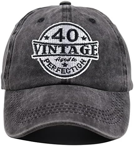 בציר 40 בני לשלמות כובע, מתכוונן רקום לשטוף כותנה 40 יום הולדת בייסבול כובע