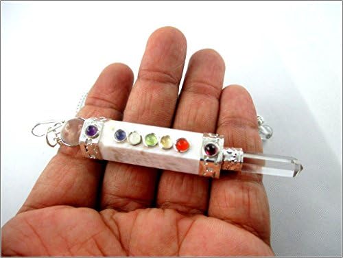 סילון Scolecite Mini Chakra Stick מטוטלת 3-3.5 אינץ 'בערך. שרביט בכיס סילון בינלאומי טיפול קריסטל ריפוי