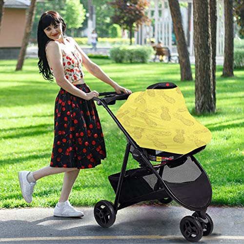 כיסויי מושב של מכונית לתינוקות צהובים אננס - מתנות לתינוקות של תינוקות יילודים, חופה של מושב רב -שימושי,