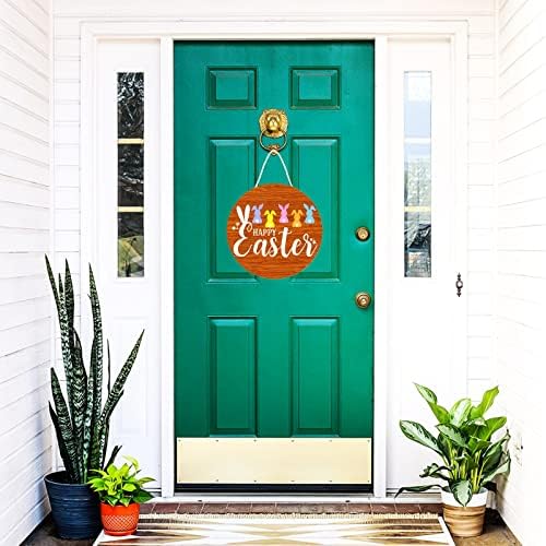 קישוטי דלת עץ של יום הפסחא: שלט עץ תלוי לדלת הכניסה לעיצוב מרפסת קיר, שלט קולב אביב לבית בית מקורה של