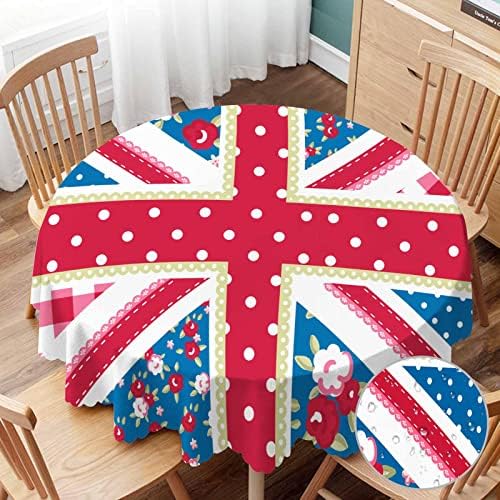 יביאות שולחן עגול 60 אינץ 'דגל בריטי דגל שולחן דגל אנגליה חמוד באנגליה בבד שולחן בסגנון פרחוני שיק לשולחנות