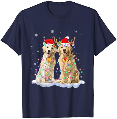 גולדן רטריבר חג המולד סנטה כובע איל אורות פיג ' מה חולצה