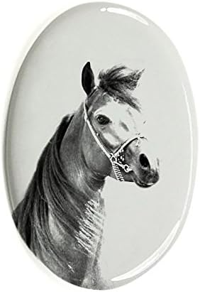 סוס ערבי, מצבה סגלגלה מאריחי קרמיקה עם תמונה של סוס