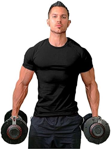 זואבי גברים של כותנה רזה בכושר אתלטי פיתוח גוף חולצות שרירים קצר שרוול צווארון עגול & מגבר; צוואר טי