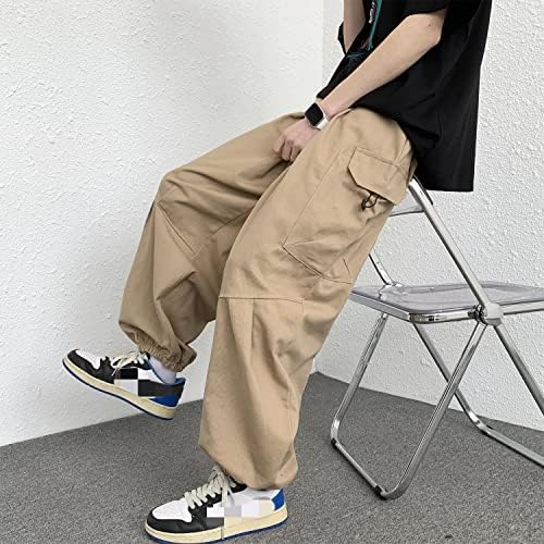 מכנסי עבודה מטען לגברים מכנסי טרנינג רחבים עם כיסים בגדי רחוב מזדמנים י2 ק