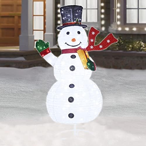גרזוני 200 LED מואר מואר קופץ חיצוני קישוטי חג המולד של איש שלג, 5.9ft מואר מראש מואר, איש שלג לבן,