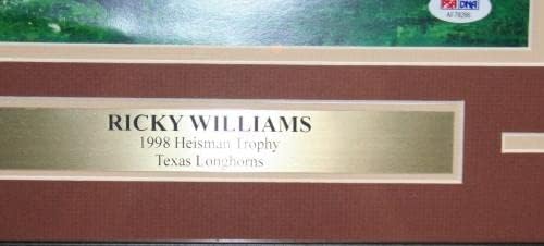 ריקי וויליאמס חיצה 12x18 ליטוגרפיה ממוסגרת טקסס לונגהורנס PSA/DNA - אמנות מכללות עם חתימה