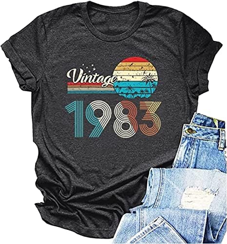 בציר 1983 חולצה לנשים 40 יום הולדת חולצות נשים מתנת רעיון חולצות מסיבת יום הולדת רטרו טי חולצות