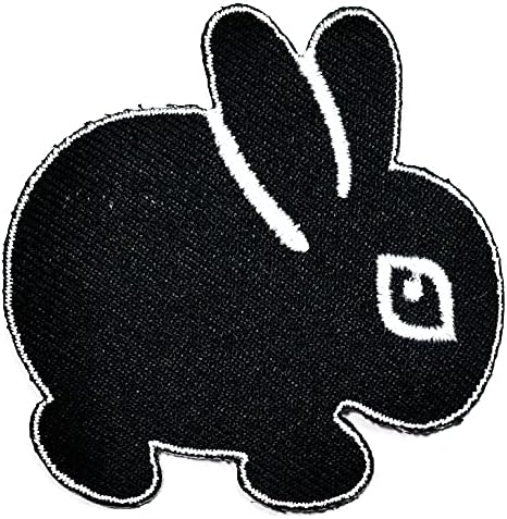 ארנב נדיר ארנב רקום תפור תפור על טלאי חיה חמוד חיה שחור ארנב ילדים קריקטורה לתרמילי בגדים חולצת טריקו