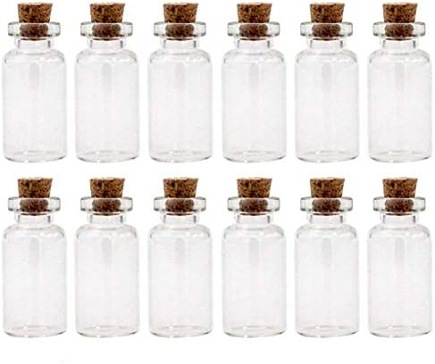 50 יח 'בקבוקי זכוכית 3 מל בקבוקי זכוכית מיני שקופים עם פקקי פקק לבקבוק הודעה, בקבוק משאלה, בקבוקוני