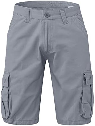 מכנסי מטען לגברים מקצרים חיצוניים מכנסיים מזדמנים רופפים מכנסיים קצרים בצבע אחיד בכיס