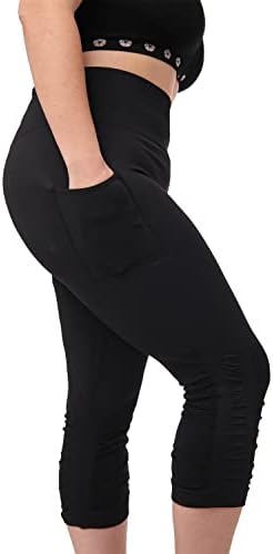 תחת שליטה בתוספת גודל חותלות קפרי לנשים עם בקרת בטן כיס מותניים גבוהות מכנסי יוגה אימון אימון גודל 1x