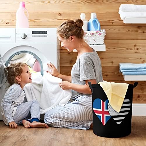 איסלנד דגל ואמריקאי דגל סל כביסה עם שרוך סגירת כביסת אחסון שקיות עבור בית נסיעות