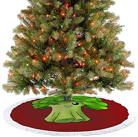 מחצלת חצאיות עץ חג המולד של ברוקולי מצוירת עם קישוטים למסיבות חג לחווה של ליל כל הקדושים 48 x48