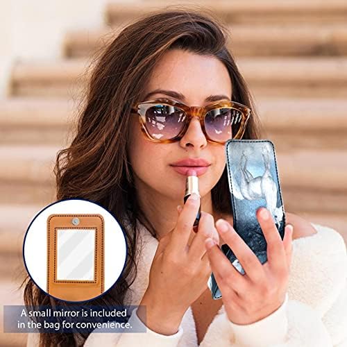 שפתון חד קרן מארז מחזיק תיק איפור נייד חמוד עם מראה לכיס ארנק לוקח עד 3 שפתון