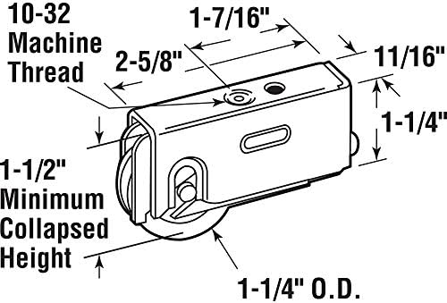 Prime-Line MP1896 מכלול גלגיל דלת הזזה עם מיסב כדור פלדה בגודל 1-1/4 אינץ ', חבילה של 1