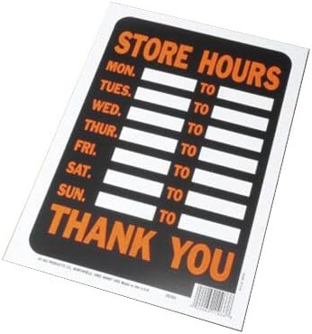 מוצרי HY-KO 3030 שעות חנות עסקיות שלט פלסטיק, 8.5 x 12, כתום/שחור