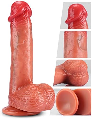 גביע היניקה דילדואים ריאליסטיים 8 אינץ ' - סיליקון מזויף פין מזויף צעצועי מין למבוגרים לנשים הנאה, דילדו