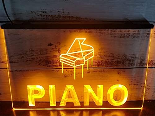 פסנתר פסנתר ניאון שלט LED דוגמנות אור אותיות זוהרות שלט לוח אקרילי ניאון אור דקורטיבי, 60x40 סמ מסעדת