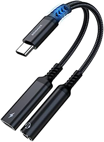 Zooaux USB C עד 3.5 ממ מתאם אוזניות מטען, 2 ב 1 USB C לשקע שמע AUX עם PD 60W טעינה מהירה כבל כבל דונגל,
