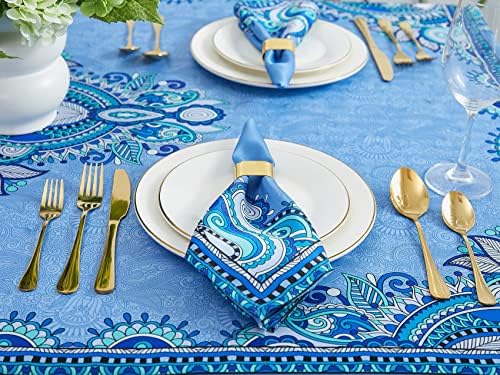 ייהומר מיקונוס אריחי פייזלי כחולים אריחי שולחן גבול - בד שולחן קמטים בחינם לקישוטים לקיץ האביב, פיקניקים