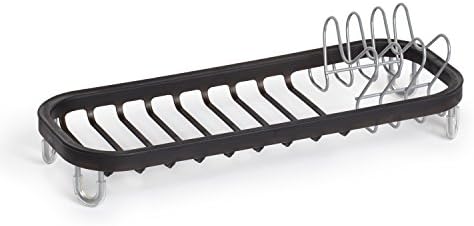 Umbra Sinkin Multi-Use Wried Rack-Caddy Dake Dake עם מחזיק סכום נשלף מתאים בכיור או על דלפק, גדול, שחור/ניקל