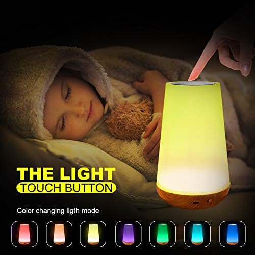 מנורת שולחן ליד מיטת מנורת מגע לילדים חדר שינה נטענת ניתן לעמעום עם שלט רחוק אור לבן חם שינוי צבע