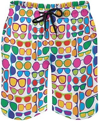 צבעוני משקפיים גברים בגד ים עם רשת רירית כיסים רחצה חליפות קיץ חוף מכנסיים קצרים