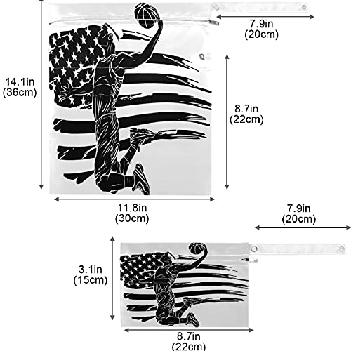 מגן שמש כדורסל אמריקאי דגל 2 יחידות רטוב תיק עם כיסי רוכסן רחיץ לשימוש חוזר מרווח עבור נסיעות,חוף,בריכה,מעון