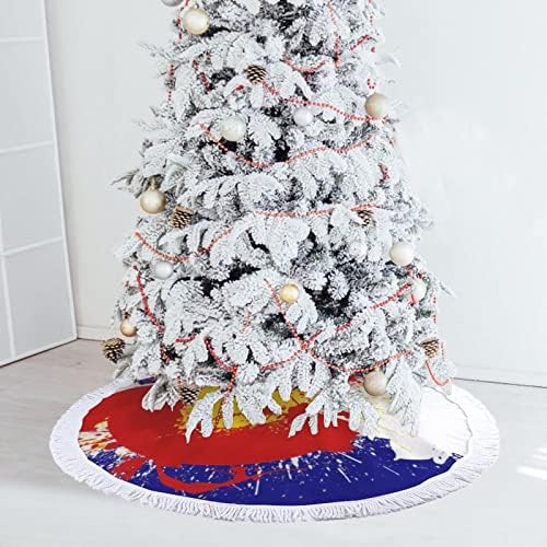דגל קולורדו צבעוני חצאית עץ חג המולד עם גדילים חג המולד הדפס קישוט מחצלת לחג