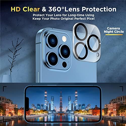 Denyunuo 3 Pack מגן מסך זכוכית לאייפון 13 Pro Max 6.7 אינץ 'עם מגן עדשות מצלמה 3 חבילות, סרט זכוכית
