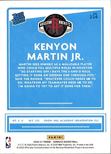 כרטיס מסחר בכדורסל NBA 2020-21 Donruss 224 קניון מרטין ג'וניור דירוג טירונים NM ליד רוקי רוקי מנטה