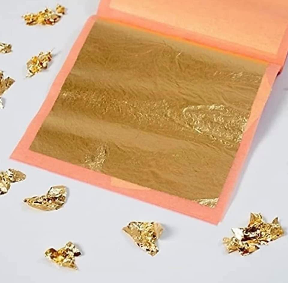 אמיתי אכיל זהב עלה-12 גיליונות-ברנבאס זהב - מקצועי באיכות זהב עלה-רופף עלה עבור עוגות ושוקולד-1.5 סנטימטרים