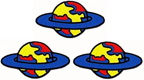 קליינפלוס 3 יחידות. קריקטורה ילדי ילדים חמוד קריקטורה שבתאי כוכב טבעת ברזל על תיקוני פעילויות רקום לוגו