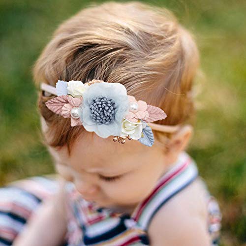 תינוקת פרח סרט 6 יחידות אלסטי סרטי שיער בעבודת יד ניילון קשתות סרטי ראש שיק פרחוני שיער אביזרי ילדים