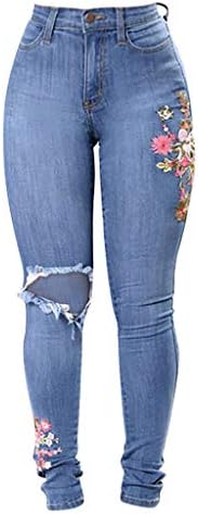 ג'ינס רזים של Lariau לנשים רקום כיס רזה כפתור מותניים גבוה y2k מכנסי מכנסיים למתיחות