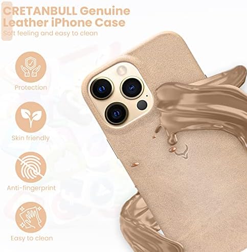 CRETANBULL עור מקורי iPhone 13 Pro Max Case - שמן שעווה עתיקה מלאה של גרעינים מלאי עור אנטי -סקרט -