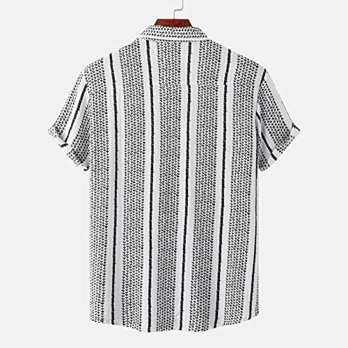 חולצות פסים של שלג לגברים כפתור שרוול קצר מזדמן במורד חולצת טריקו בהוואי