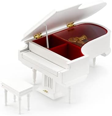 מתוחכם 18 הערה מיניאטורי מוסיקלי היי-מבריק לבן כנף פסנתר עם ספסל-שירים רבים לבחירה-שלי ישן קנטאקי בית