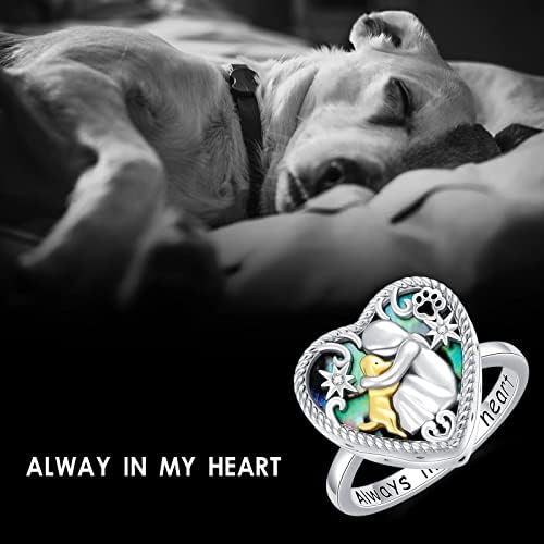 סטרלינג כסף כלב כד טבעת עבור אפר, כלב זיכרון מזכרת שריפת גופות תכשיטי מתנות עבור כלב אוהבי נשים