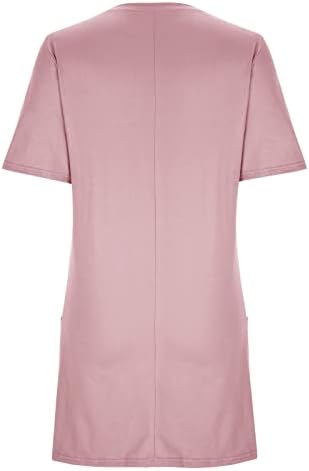XPIGPQ נשים 2023 חולצות קיץ אופנה שרוול קצר עגול חולצה גדולה חולצה מזדמנת טוניקה רופפת עם כיס