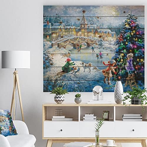 עיצוב Q עץ חג המולד מקשט מקשטים לילדים עיצוב קיר עץ מסורתי, אמנות קיר עץ כחול, לוחות קיר עץ רומנטיים