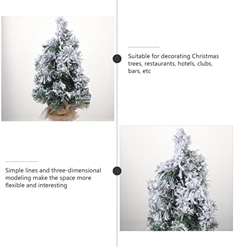 FOMIYES מיני מלאכותי עץ חג המולד שלג עץ שולחני אורן נוהר עם בסיס יוטה מיני עץ חג המולד לעיצוב מסיבת