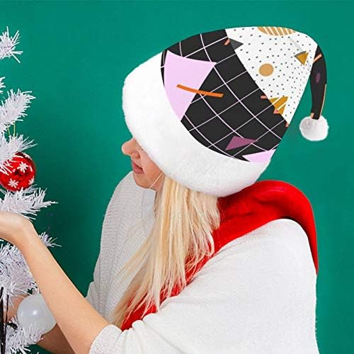 חג המולד סנטה כובע, גיאומטרי דפוס חג המולד חג כובע למבוגרים, יוניסקס נוחות חג המולד כובעי לשנה חדשה