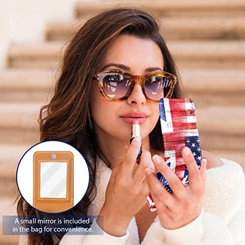 מיני שפתון מקרה עם מראה עבור ארנק, אמריקאי בריטי דגל נייד מקרה מחזיק ארגון